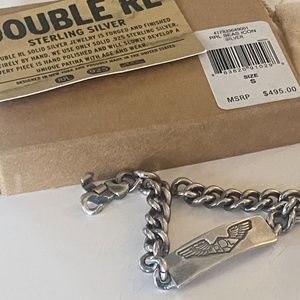 Designer Ralph Lauren Double RL Sterling Silver 925 ID Curb Chain Bracelet